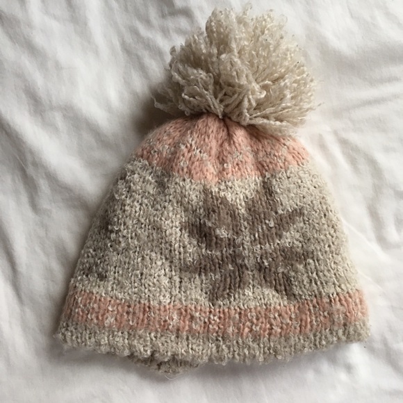 Fleece lined Hat Winter Beanie Ski Snowflake Pink - Picture 2 of 4